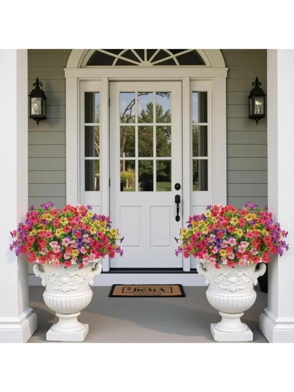 12 Bundles UV Resistant Faux Flowers - Realistic Silk Daisy Plants for Home